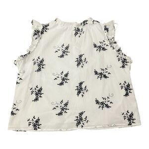 Ophelia Roe Womens 2XL Sleeveless Floral Embroidered Top Cotton Ruffle Lining